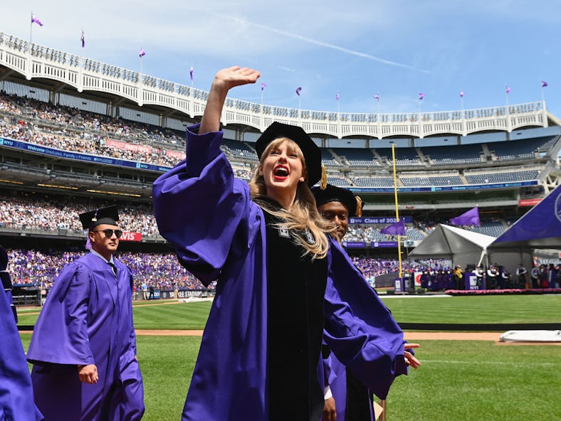 Taylor Swift at NYU's 2022 Commencement on May 18, 2022.