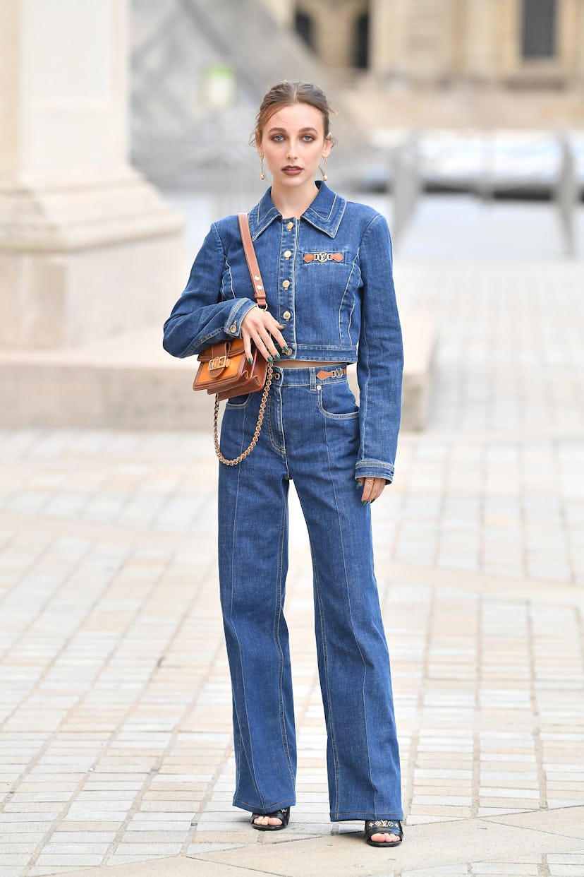 PARIS, FRANCE - OCTOBER 05: Emma Chamberlain attends the Louis Vuitton Womenswear Spring/Summer 2022...