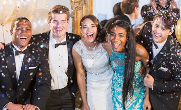 A group of friends at prom use school dance captions for instagram for sharing their photos.