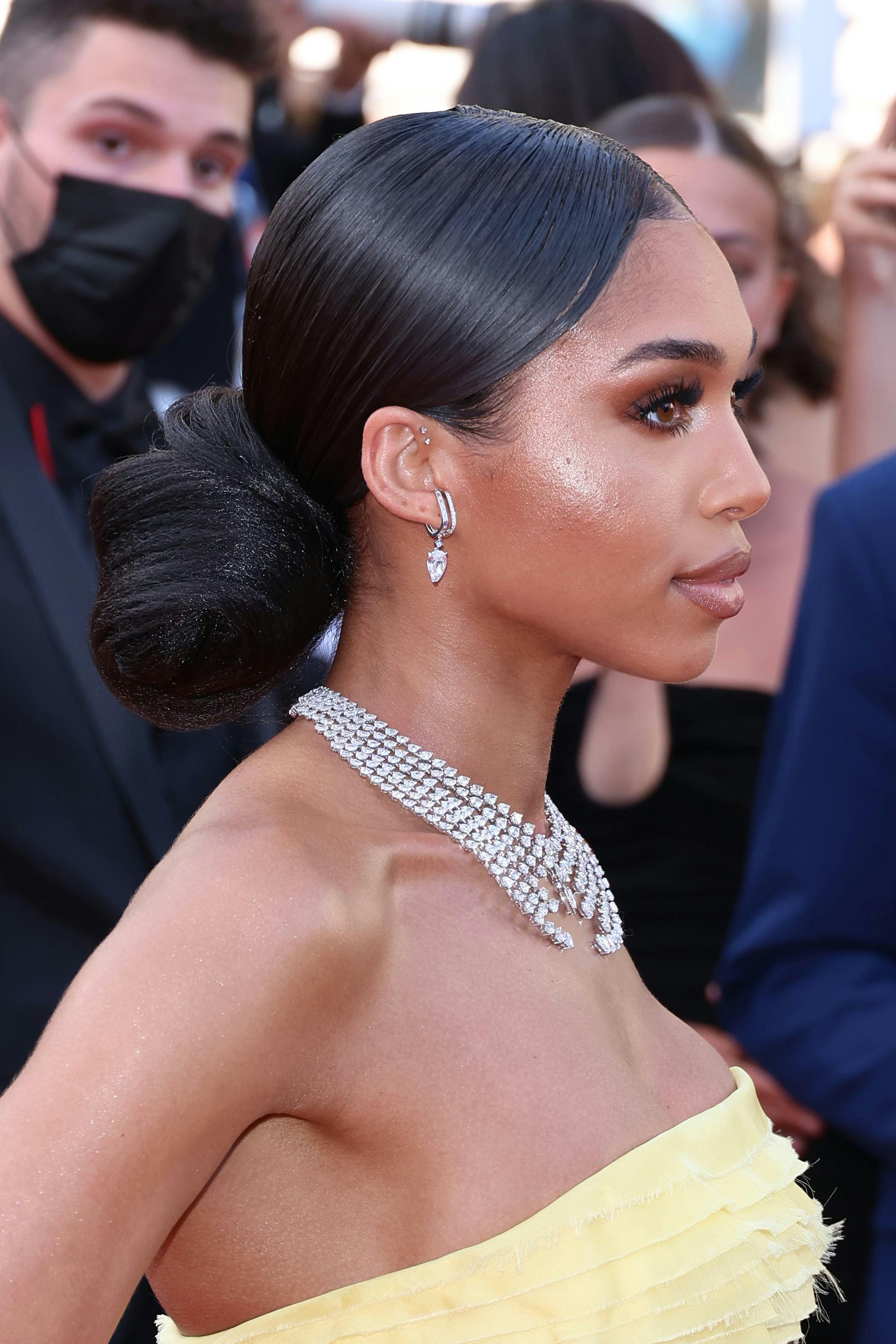 Lori Harvey had one of the most glam hairstyles & makeup looks on the Cannes film festival red carpe...