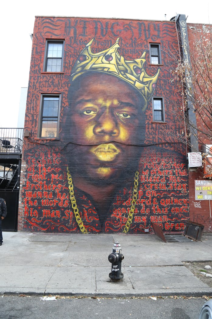 BROOKLYN, NEW YORK--January 29:  Overall view of a mural of Rapper The Notorious B.I.G. (aka Christo...