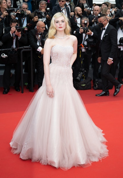 CANNES, FRANCE - MAY 18: Elle Fanning attends the screening of "Top Gun: Maverick" during the 75th a...