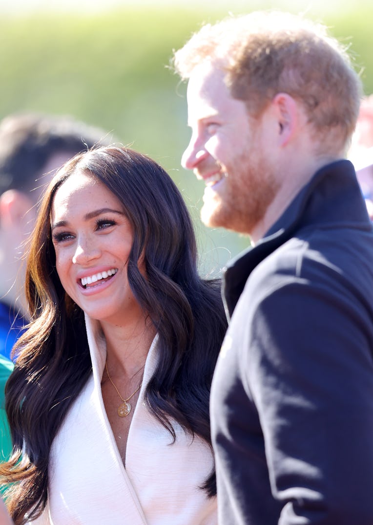 THE HAGUE, NETHERLANDS - APRIL 17: Prince Harry, Duke of Sussex and Meghan, Duchess of Sussex attend...