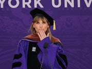 NEW YORK, NEW YORK - MAY 18: Taylor Swift Delivers New York University 2022 Commencement Address at ...