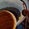 An artist's impression of NASA's Voyager 1 space probe passing behind the rings of Saturn, using cam...