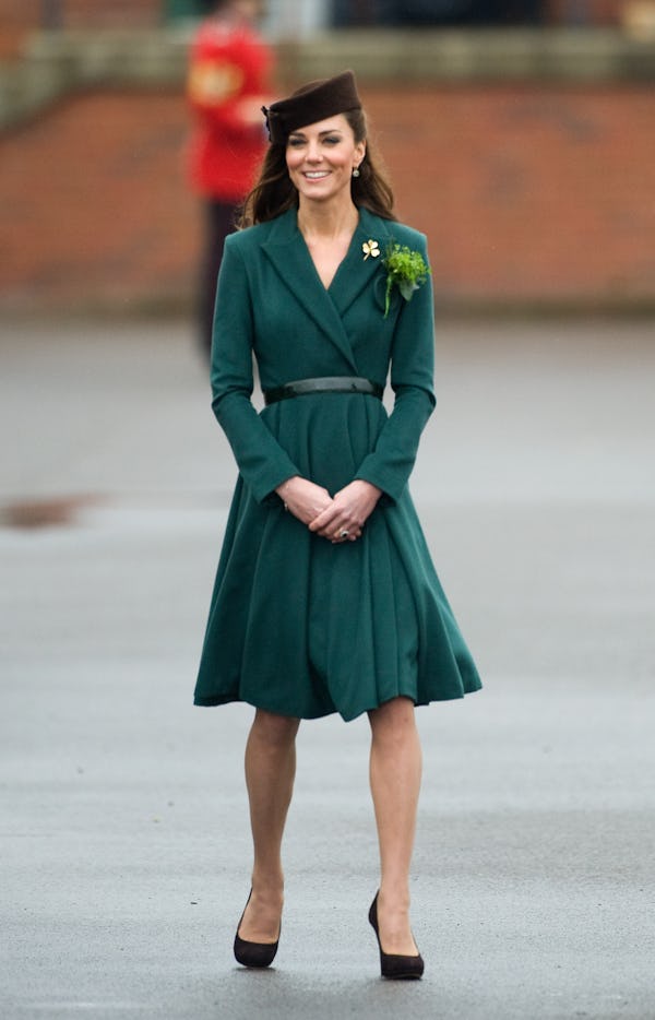 Kate Middleton in forest green Emilia Wickstead coat dress.
