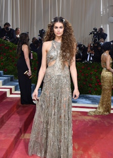 Kaia Gerber arrives for the 2022 Met Gala at the Metropolitan Museum of Art on May 2, 2022, in New Y...