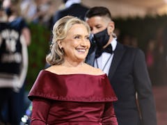 Hillary Clinton attends The 2022 Met Gala, her first in 20 years, with a dress with hidden embroider...