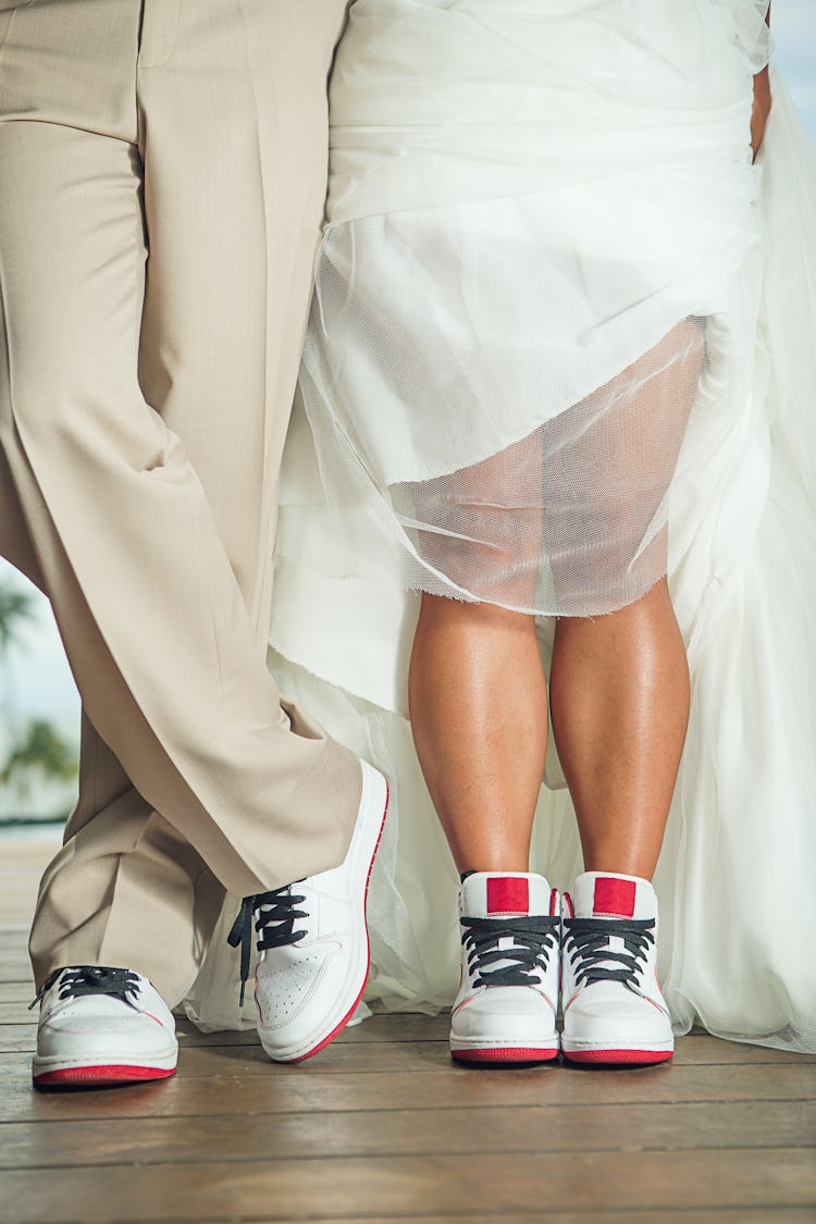 Groom and Bride portrait on patio