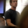 Facebook CEO Mark Zuckerberg listens to speakers during a press conference at Facebook on Wednesday,...