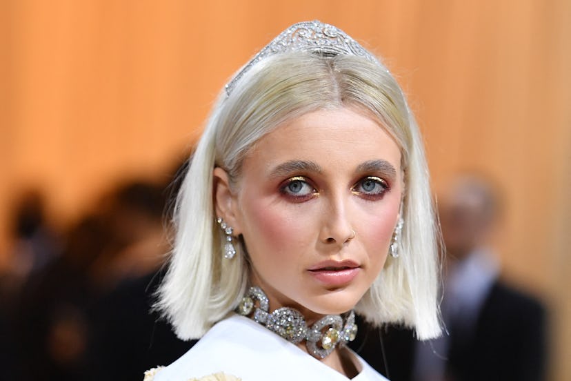 US YouTuber Emma Chamberlain arrives for the 2022 Met Gala at the Metropolitan Museum of Art on May ...