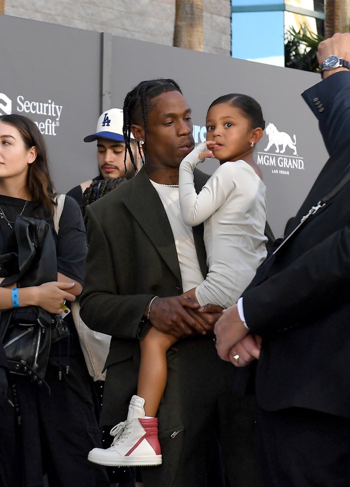 LAS VEGAS, NEVADA - MAY 15: (L-R) Travis Scott and Stormi Webster attend the 2022 Billboard Music Aw...