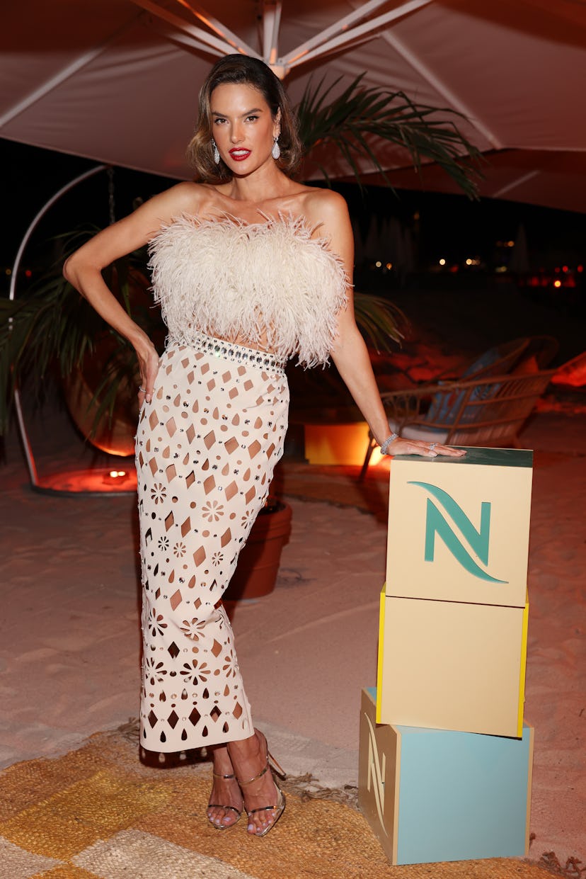 CANNES, FRANCE - MAY 19: Alessandra Ambrosio attends a dinner by Chef Alessandra Montagne at Nespres...