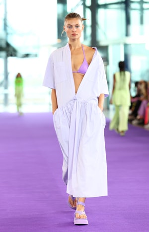 SYDNEY, AUSTRALIA - MAY 09: A model walks the runway during the Bondi Born show during Afterpay Aust...