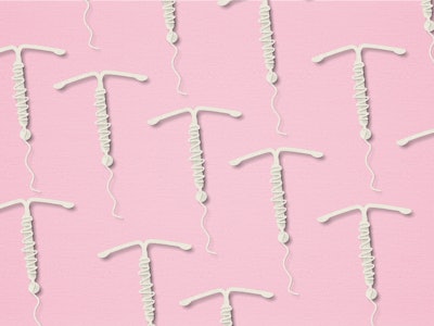 Concept hormonal contraception  on a pink background