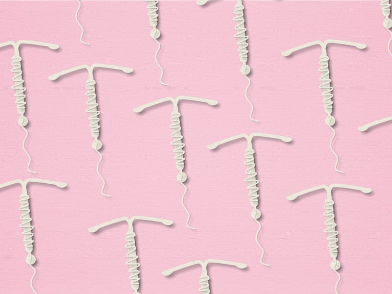 Concept hormonal contraception on a pink background