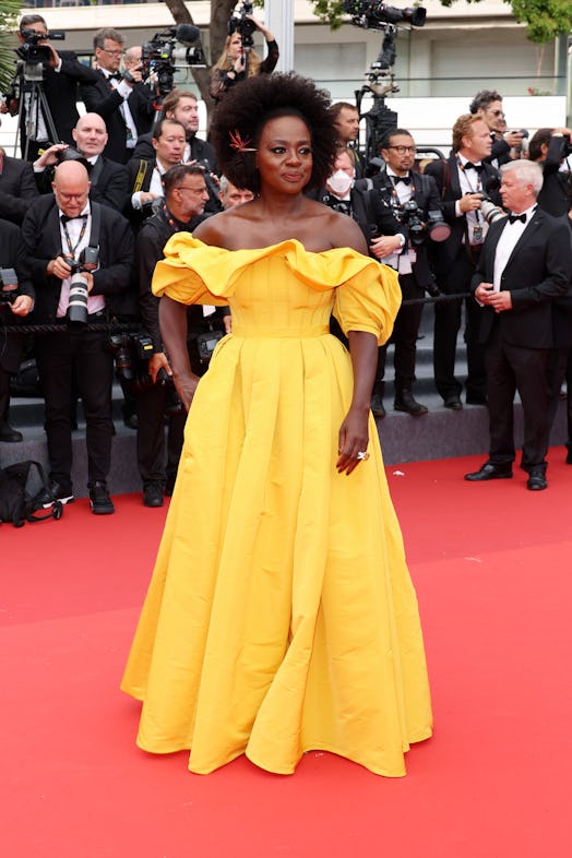 Viola Davis wears a canary yellow Alexander McQueen gown in Cannes.