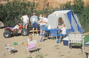 Families camping on the CO River, Moab, UT (Photo by: Joe Sohm/Visions of America/Universal Images G...