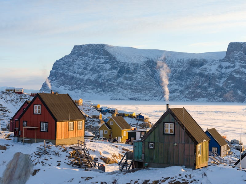 Town Uummannaq during winter in northern Westgreenland beyond the arctic circle, North America, Gree...