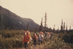 August 1975 - Hikers on a trail, Gates of the Arctic, Alaska. (Photo by: HUM Images/Universal Images...