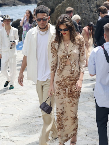 PORTOFINO, ITALY - MAY 21: Kendall Jenner and Devin Booker arriving for lunch at the Abbey of San Fr...