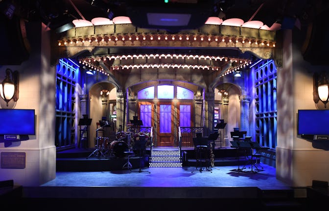 The SNL stage on  display during a media preview on May 29, 2015 at the Saturday Night Live: The Exh...