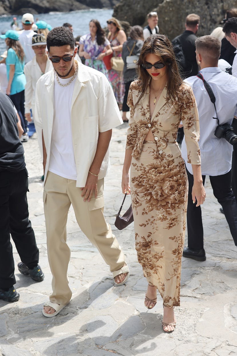 PORTOFINO, ITALY - MAY 21: Kendall Jenner and Devin Booker arriving for lunch at the Abbey of San Fr...