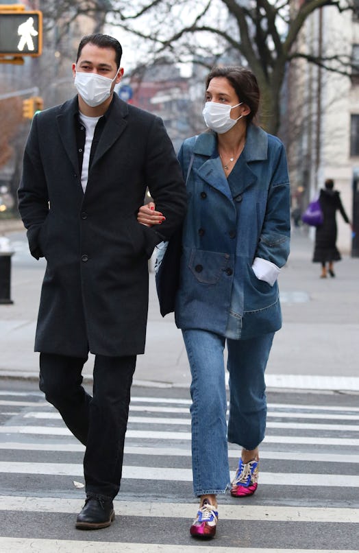 katie holmes wearing an-all denim look on january 13, 2021