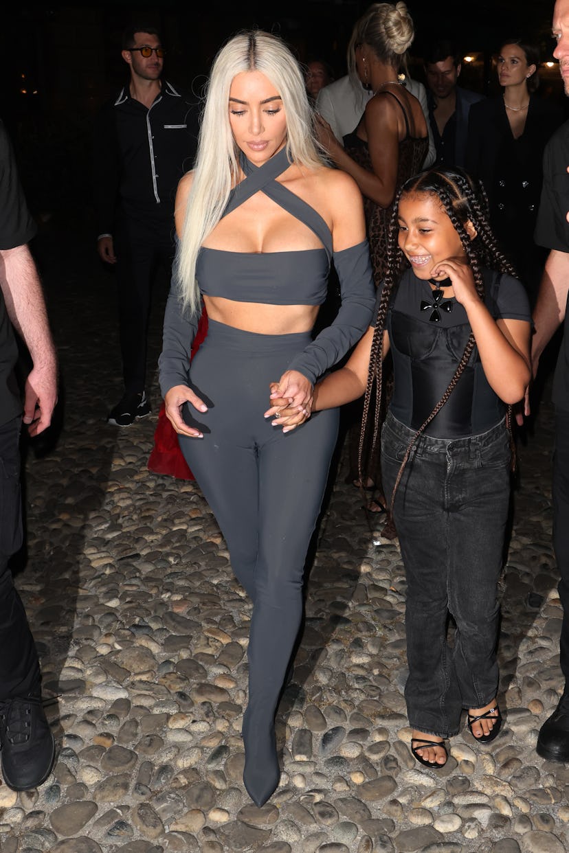PORTOFINO, ITALY - MAY 20: Kim Kardashian and North West are seen out in Portofino on May 20, 2022 i...