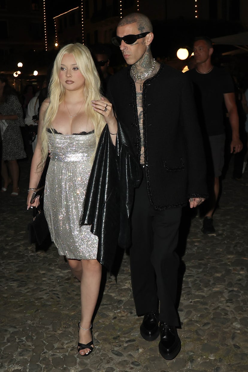 PORTOFINO, ITALY - MAY 20: Alabama Barker and Travis Barker seen arriving at Ristorante Puny in Port...