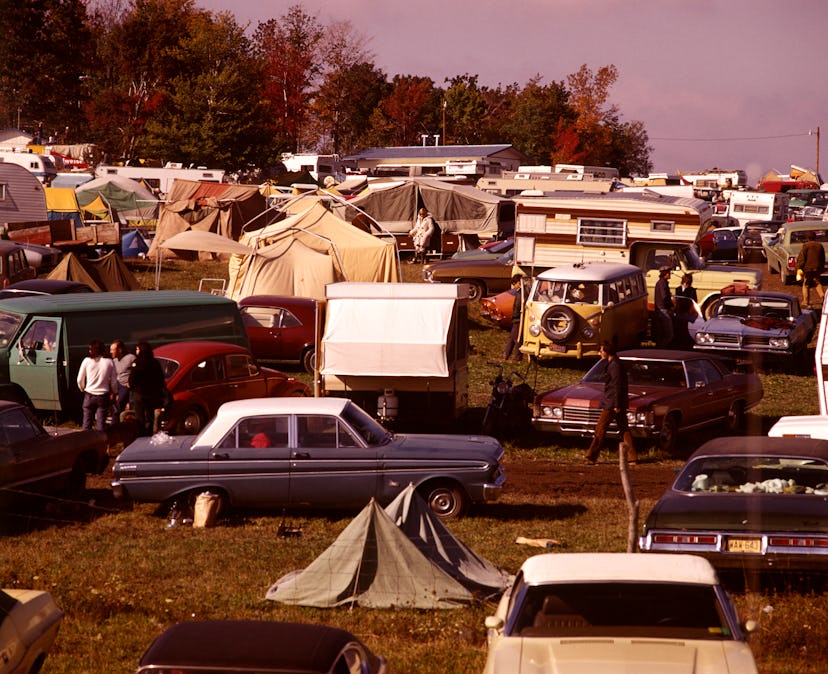 UNITED STATES - Circa 1960s:  Trailer Park Home Cars Community People (1970 1970s Retro).  (Photo by...