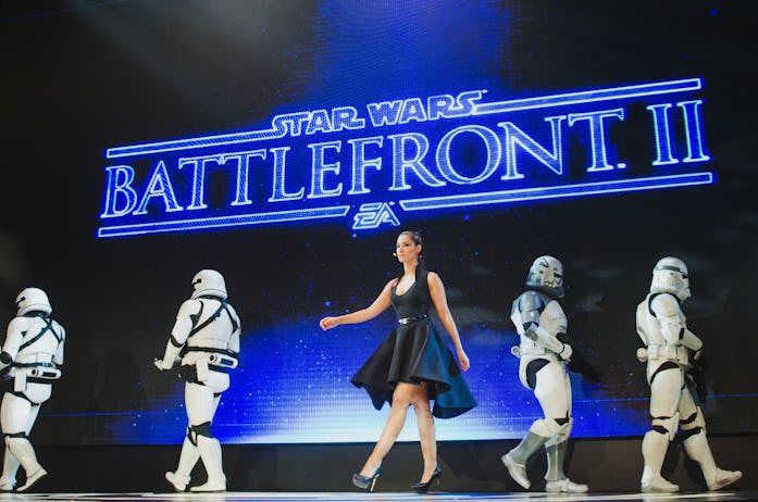 Actress Janina Gavankar introduces Star Wars: Battlefront II at the Electronic Arts (EA) E3 press co...