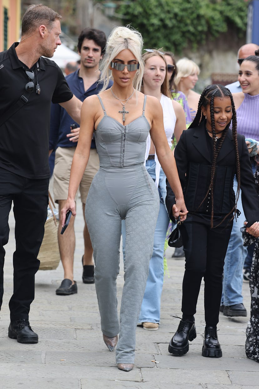 PORTOFINO, ITALY - MAY 22: Kim Kardashian seen shopping on May 22, 2022 in Portofino, Italy. (Photo ...