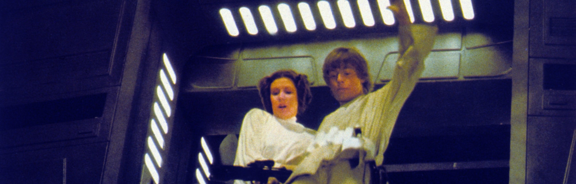 Star Wars: Episode Iv-a New Hope, lobbycard, German lobbycard, l-r: Carrie Fisher, Mark Hamill, 1977...