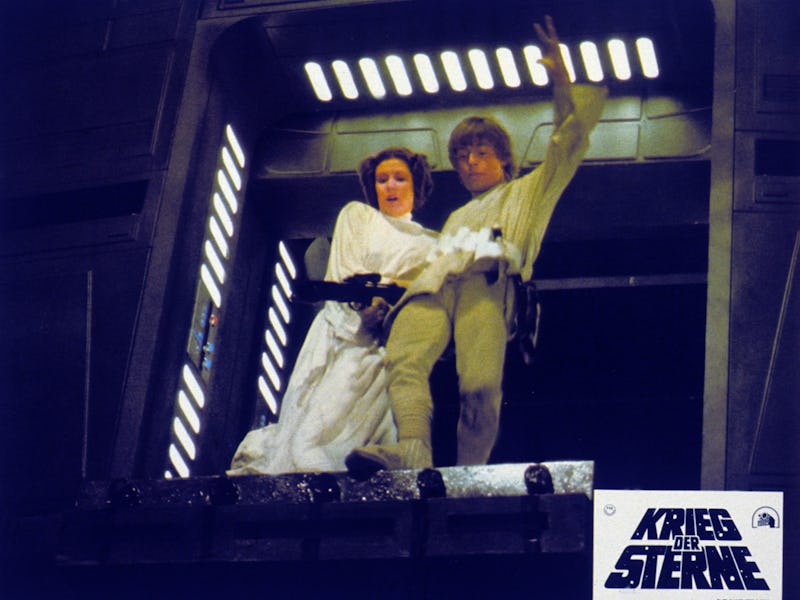 Star Wars: Episode Iv-a New Hope, lobbycard, German lobbycard, l-r: Carrie Fisher, Mark Hamill, 1977...
