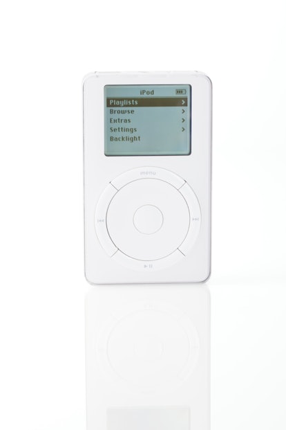 Notre-Dame-De-Lile-Perrot, Canada, October 6, 2011. First Generation iPod (Scroll wheel) with menu o...