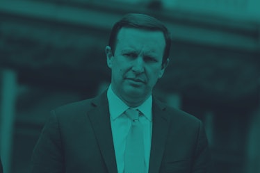 KYIV, UKRAINE - JUNE 2, 2021 - US Senator Chris Murphy attends a briefing outside the Office of the ...