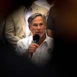 Texas Governor Greg Abbott, who has signed multiple pieces of gun-related legislation, speaks during...