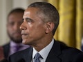 WASHINGTON, USA - JANUARY 5:  U.S. President Barack Obama gets tearful as he delivers remarks in the...