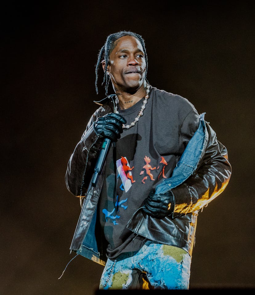 HOUSTON, TEXAS - NOVEMBER 05: Travis Scott performs during 2021 Astroworld Festival at NRG Park on N...