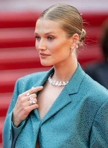 CANNES, FRANCE - MAY 21: Toni Garrn attends the screening of "Triangle Of Sadness" during the 75th ...