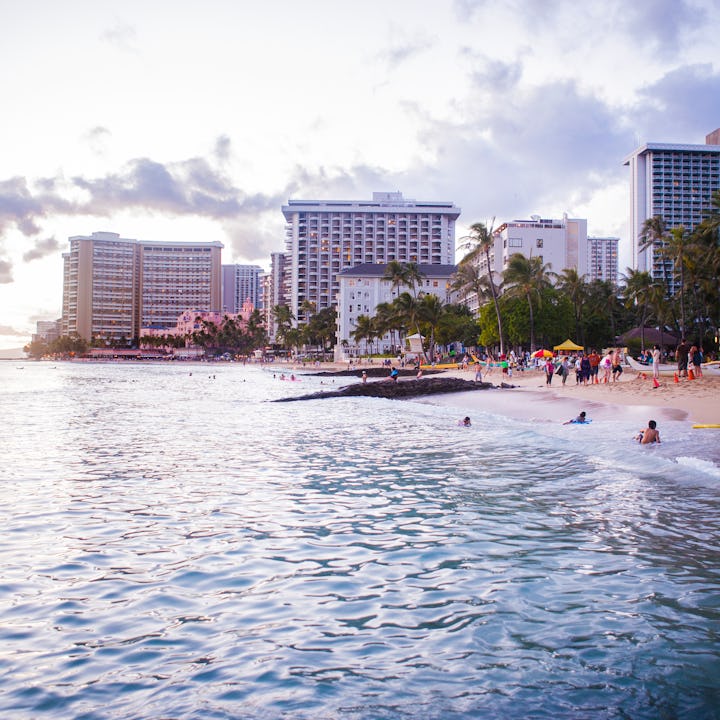 View of people on Waikiki beach