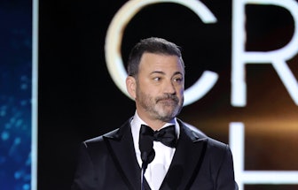 LOS ANGELES, CALIFORNIA - MARCH 13: Jimmy Kimmel speaks onstage during the 27th Annual Critics Choic...
