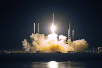 SpaceX's Falcon 9 rocket early May 22, 2012 as it heads for space carrying the company's Dragon spac...