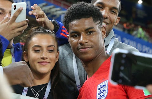 MOSCOW, RUSSIA - JULY 3: Marcus Rashford of England (R) and girlfriend Lucia Loi joins his family fo...