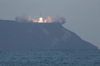 Rocket Lab's Electron rocket lifts off from its launch site in Mahia, on the east coast of New Zeala...