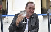 TURIN, ITALY JUNE, 01: Kevin Spacey drinks outside a cafe on June 1, 2021 in Turin, Italy. Kevin Spa...