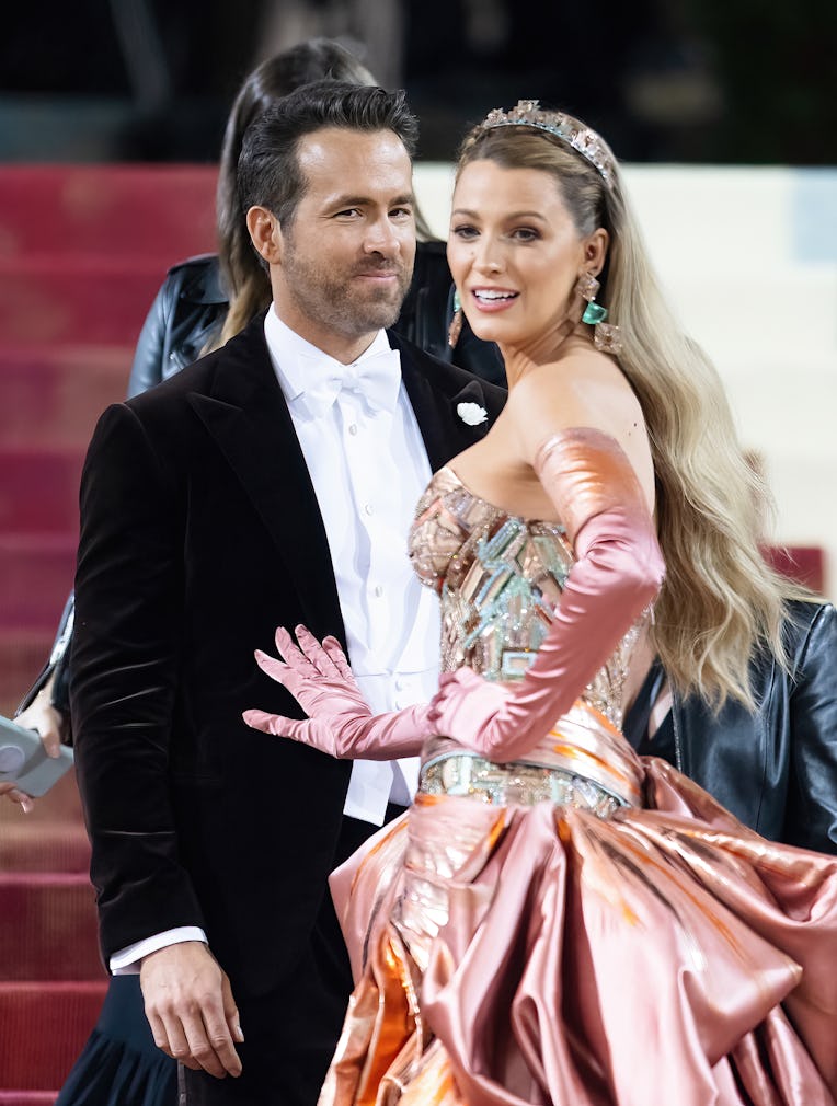 NEW YORK, NEW YORK - MAY 02: Actors Blake Lively and Ryan Reynolds arrive to The 2022 Met Gala Celeb...
