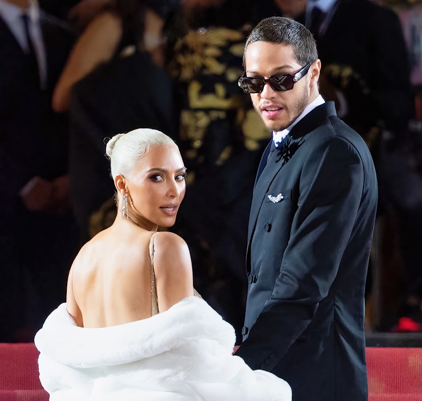 Pete Davidson's blonde Hair matches Kim Kardashian's.