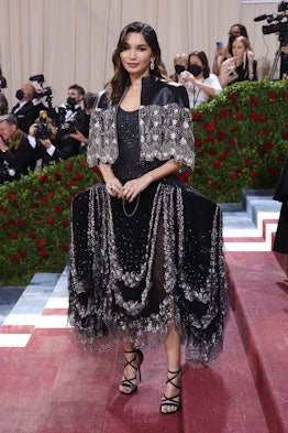 Gemma Chan attends "In America: An Anthology of Fashion," met gala 2022 wearing louis vuitton